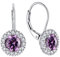 JO WISDOM Damen Hängende Ohrringe Runde Silber 925 mit 3A Zirkonia Februar Geburtsstein Amethyst Farbe Kristall,Schmuck für Frauen