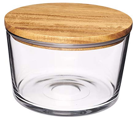 Anchor Hocking 13865ECOM 104 Ounce Glass Party Bowl with Acacia Wood Lid, Clear