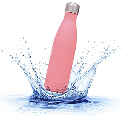 Sprengers – Trinkflasche aus Edelstahl – auslaufsichere & thermoisolierte Wasserflasche hält Getränke bis zu 18 Stunden warm oder kalt – Kohlensäure geeignet (Rosa, 0,5 l)