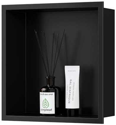 Neodrain Wandnische Dusche Edelstahl Eingebettete Duschnische Schwarz Einzelregal Lagerung für Badezimmer, 30 x 30 x 10 cm