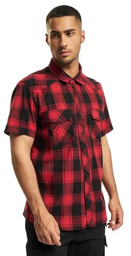Brandit Check Shirt Short Sleeve, Farbe: red/Black, Größe: XXL