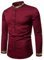 SSBZYES Chemises Hommes Chemises à Col Montant Couleur Unie à Manches Longues Chemises Brodées à La Mode Hommes Motif Broderie Col Henley Chemises à Manches Longues Tops Décontractés XXL Vin Rouge