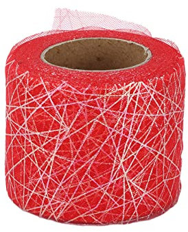 Rouleau de tulle rose, décorations douces et légères DIY Bow Tulle Roll Symphony Spider Web en désordre pour les fêtes d'Halloween pour Noël(Écarlate)