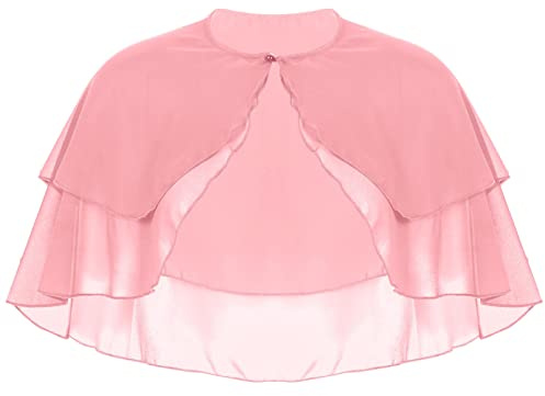 TiaoBug Damen Chiffon Stola Schal Poncho Vorne Kurz Hintern Lang Umhang Cape asymmetrisches Oberteil über festliche Kleider Brautkleid Accessoire Rosa K Einheitsgröße