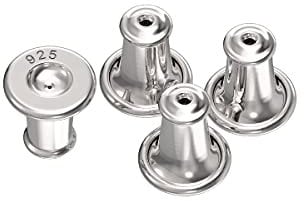 Aeon Secure Replacement Earring Backs - 2 Pairs | 925 Sterling Silver Secure Bullet Safety Backings With Silicone Inner | Earrings Stopper