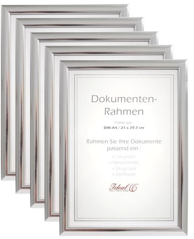 IDEAL TREND 2er 3er 5er 10er Pack Dokument Bilderrahmen 21x29,7 DIN A4 Urkunde Foto Rahmen: Farbe: 5er Pack Silber