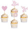 Donoter 24 Stück rosa Glitzer Verlobung Cupcake Topper He Asked She Said Yes Diamant Ring Herz Cupcake Picks für Hochzeit Brautdusche Party Kuchen Dekorationen