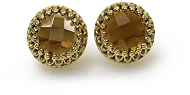 Anemone Schmuck Gold und Sterling Silber Ohrstecker - Rauchquarz Edelstein Ohrringe - Damen und Mädchen Schmuck mit Phantasie Box