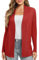 EXCHIC Donna Casuale Manica Lunga Lavorare a Maglia Cardigan Leggero Comodo Fronte Aperto Maglioni Lunghi con Tasche(XL, Rosso)