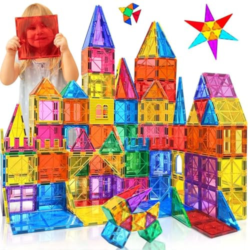 Magnetic Building Blocks,60PCS Oversize Magnetic Tiles Set for Kids Age 3+, Educational Construction Magnet Blocks Toys Gifts for Boys Girls Christmas Birthday