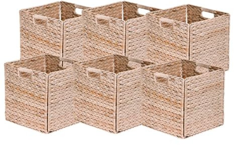 Box and beyond - Cube de Rangement, Lot de 2 Boîtes de Rangement en Jacinthe d'eau, 31 x 31 x 31 cm, Panier avec poignées pour Linge, Jouets, Vêtement