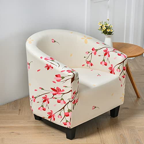 Morbuy Sesselhussen 1 Sitz, Stretch Sesselbezug Universal Sesselschoner Elastisch Sesselüberwurf Sofahusse mit Armlehnen für Clubsessel Loungesessel Cocktailsessel (Rote Blumen)