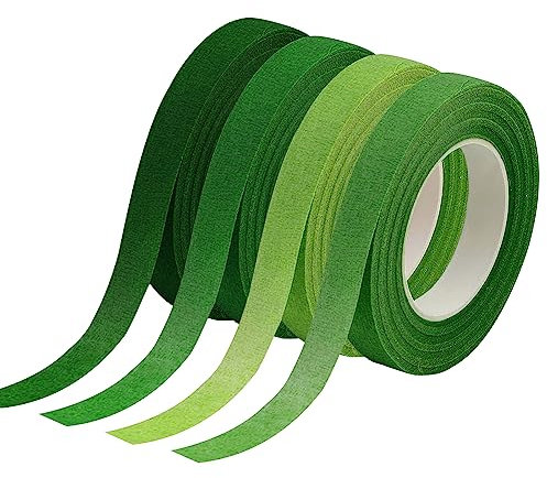 Rjayaa Nastro per fioristi, verde, autoadesivo, 4 pezzi, per bouquet, artigianato fai da te