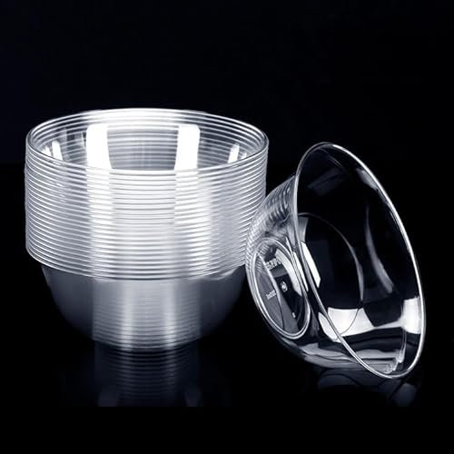 Bafnsiji Paquet de 100 Bols à Dessert en Plastique, Bols à Dessert en Plastique Dur Clair, Bols de Service en Plastique, Parfait pour la Confiture de thé de l'après-midi, crème, 300ml