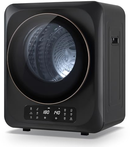 Auertech Tragbarer Wäschetrockner, 850 W, kompakte Wäschetrockner, 1,5 cu.ft Frontlader, elektrische Trocknermaschine mit Edelstahlwanne, LCD-Display (runde Tür, grau)