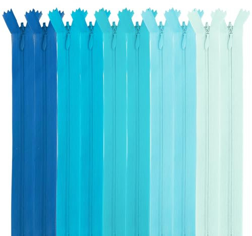 MARARDI [Packung 10] Unsichtbaren Reißverschlüssen [Blau] Nylon [30 cm] Costura y Manualidades para Ropa Tela Bolsos Estuches Cinta Para Coser a Máquina Patchwork Algodón con Cierre Metálico