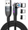 Statik 360 Magnetic Charging Cable - USB C Charger Cable, Phone Charger 3 in 1 USB C to USB C, Micro USB & iProduct Tips, USB A Adapter - Black 6FT/2M