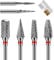 CGBE Nail Cutter Bits, 6 Piece Nail Cutter Tips Grinding Heads Carbide Machine Accessories for Manicure Remove Acrylic or Hard Gel Polygel, 3/32 Inch Professional Bits for Nail Cutter (red)
