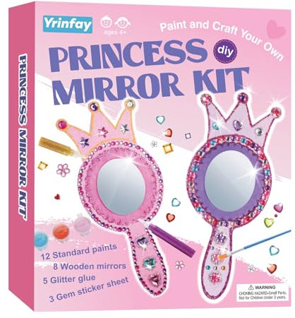 Holzspiegel Basteln Kinder - Malen und basteln Sie Ihren eigenen Prinzessin Kinderspiegel - Mitgebsel Kindergeburtstag Mädchen Junge Ab 6 7 8 9 10 11 12 Jahre