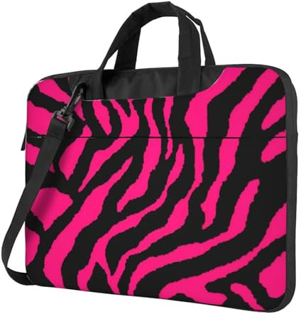 Praktische Laptoptasche mit Zebra-Tiger-Leopardenmuster, Rot, Schwarz, 15.6 inch