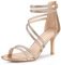 Perphy Ankle Strap Rhinestone Stiletto Heels Sandals for Women Rose Gold 6 UK/Label Size 8 US