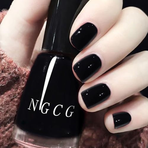 Black Nail Polish, Quick Dry Nail Polish Long Lasting Nail Varnish Pastel Nail Polish Non-Toxic Water Based Formula Nail Polish Black for DIY Nail Art