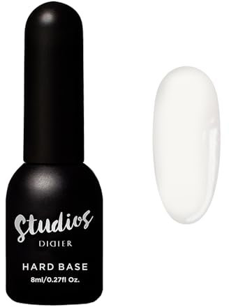 DIDIER LAB Premium Hard Gel Base Coat Clear 8ml - HEMA Free Gel Polish Base UV/LED - Strengthening Self-Leveling Formula with Invisible Fiberglass Particles for Long Lasting Stronger Nails