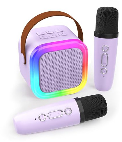 Koolcover Mini Karaoke Machine for Kids Adults, Portable Bluetooth Speaker with 2 Wireless Microphones,Toys Birthday Gifts for Girls Ages 4, 5, 6, 7, 8,9,10,11,12+ Family Home Party (Purple)