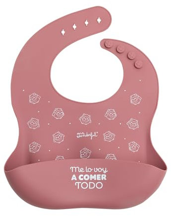 Mr. Wonderful - Babero de silicona rosa - Me lo voy a comer todo - Diseño Ajustable para Evitar Derrames y Manchas en la Ropa de tu Bebé