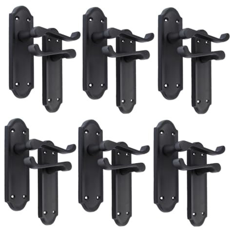 Epsom Door Handle - Ashford Matt Black Internal Latch Door Handles - Door Handles Internal Sets, Matt Black Door Handle Set for Internal Doors, Door Handle in Matt Black, 170 x 48mm 6 Pairs