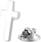 Anstecknadel christliches Kreuz, silberfarben, Lasergravur auf der Rückseite, katholisch, 3D, silberfarben, religiös, katholisch, Brosche Kreuz Jesus, für Damen und Herren, mm, Zink