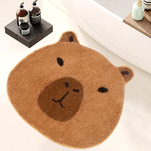 Yamepuia Badezimmerteppich - Capybara Badezimmer Teppiche,Capybara Badematte Mit Rutschhemmender RüCkseite,Badematte Weich Absorbierende rutschfest Waschbar Badteppich 50 X 56 cm