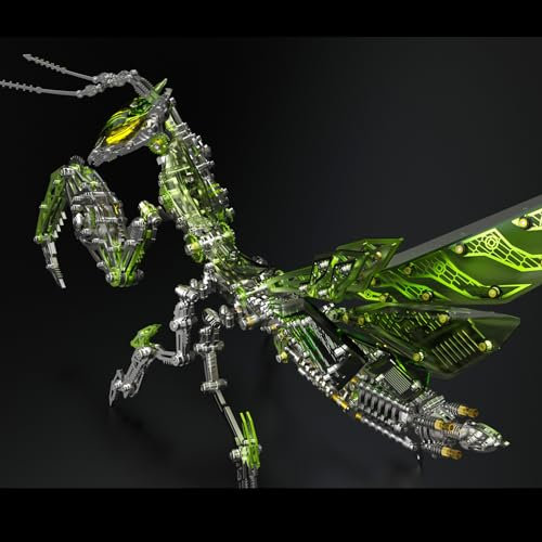 3D Metall Puzzle Erwachsene mit Licht, 3D Modellbausatz Mantis Metal Modell, Buntes Steampunk Metall Puzzle 3D Erwachsene, DIY 3D Mechanical, Desktop Modell Spielzeug