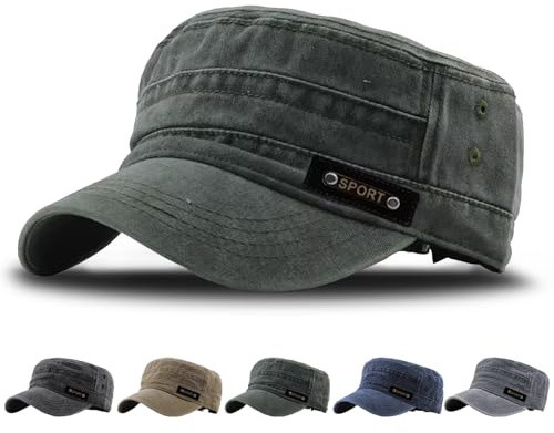 WENAUANG Militaire Casquette Unisex, DéLavéE et Vieillie Casquette Militaire, Casquette Vintage Homme, Casquette Plate pour Sports et ExtéRieur Parasol, Convient aux Hommes et aux Femmes