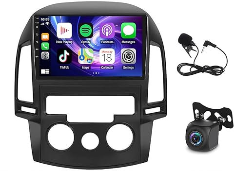 Radio de coche Android 13 de 9 pulgadas para Hyundai I30 2006 – 2011 con inalámbrico Carplay Android Auto Hyundai I30 Carplay 2 Din Stereo GPS Navi WiFi Bluetooth FM/RDS SWC Cámara de marcha atrás MIC