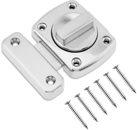 Stainless Steel Gate Bathroom Door Lock,1pcs Bathroom Latch Rotate Bolt Gate Latch DoorLock,Door Latches for Internal Door,Rotate Bolt Cabinet Slide Lock Latch Applicable to Various Doors,Silver