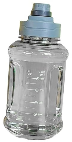 DXEHSEUY Big Water Bottle 1500ml 11x24cm per Sport e Viaggi Facile da Usare Gym Bottle grigio