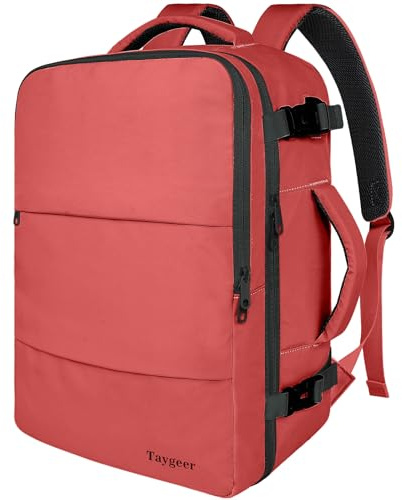 Taygeer Rucksack Flugzeug Kompatibel mit Air France Handgepäck 55x35x25, 18.4 Zoll Laptop Rucksack, Reiserucksack Handgepäck 50L für Reisen, Business, Wandern, Herren Damen, Rot
