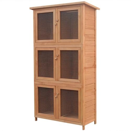 Rantry Kleintier-/Kaninchenstall 6 Boxen Holz Kaninchenkäfig Kleiner Haustierkäfig Model170347