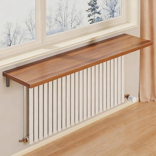 Etagère De Radiateur en Bois À Percer Support Tablette Radiateur, Cloison Décorative Au Dessus Adaptée Aux Bureaux Chambres Et Salons(Brown,90 * 30cm/35 * 11.8in)