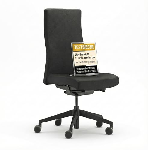 TREND OFFICE to-Strike Comfort pro SK 9248 Bürostuhl by Dauphin, schwarz | ergonomisch, ohne Armlehnen, modernes Design, Homeoffice, umweltzertifiziert