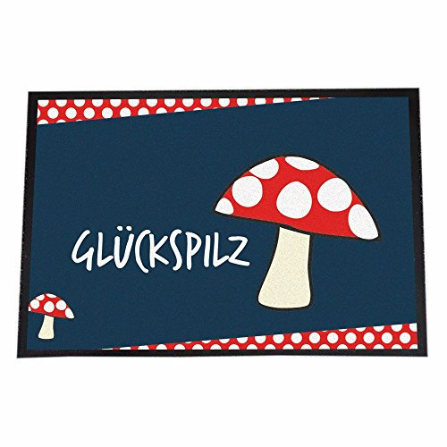 4youDesign XXL Fußmatte -Glückspilz- rutschfeste Schmutzfangmatte für innen & außen – 50x70cm – Geschenk zum Umzug & Geburtstag