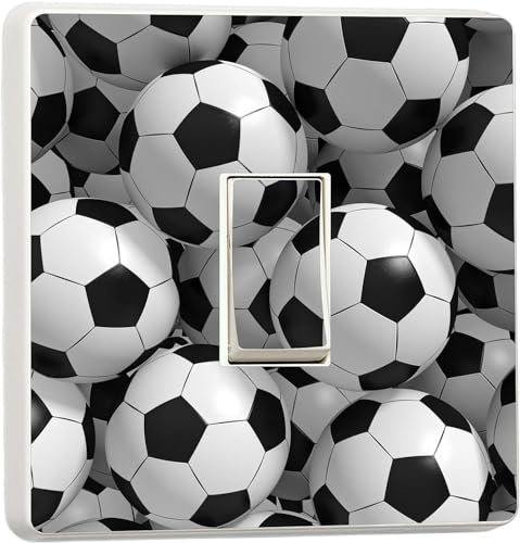 Wall Murals Online Ltd 3D Footballs Light Switch Stickers Mural Kids Boys Bedroom Soccer Photo Self-Adhesive Single Switch Sticker Decal
