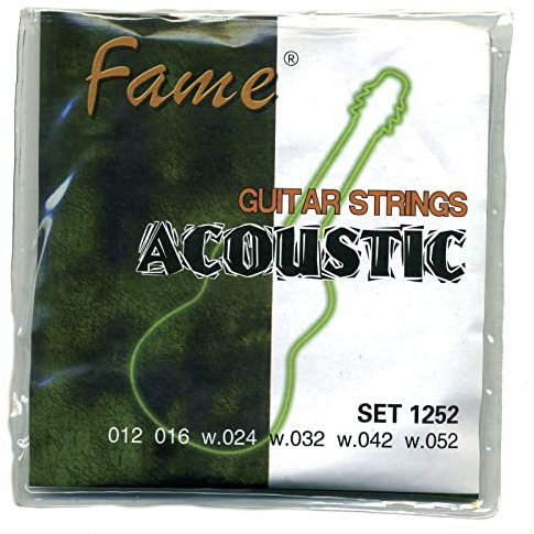 Fame Bronze Westerngitarren-Saiten, Light Stärke 12-52, 6er Set, Optimale Klangqualität, Langlebig, Ideal für Profis und Anfänger, GIT0013705-000