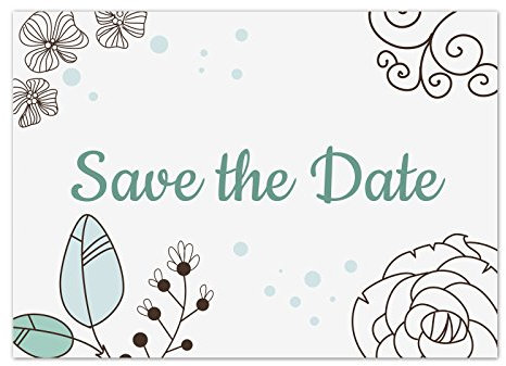 10 x Save the Date Karten mit Umschlag/Moderne Grafik Türkis/Hochzeit/Heiraten/Geburtstag/Einladung/Verkündung