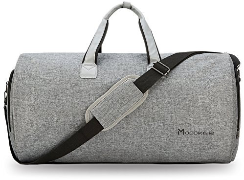 Wandelbare Kleidertasche mit Schultergurt, Modoker Handgepäck-Kleidertasche für Männer und Frauen – 2-in-1-Hängekoffer, Reisetaschen, grau