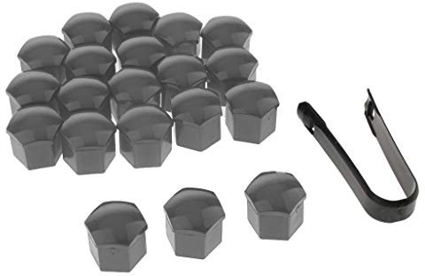 Almencla 20x 19mm Radschraubenkappen Radmutter Kappen Abdeckungen Mutterkappe Schutz Chrom Schraubenfelgen mit Abzieher