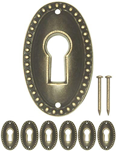 FUXXER Lot de 6 plaques de clé anciennes - Rosaces de serrure vintage en laiton - 37 x 23 mm - Ovales - Bronze