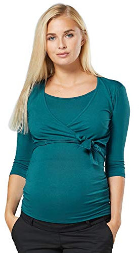 HAPPY MAMA Femme. Top boléro maternité T-Shirt Chemisier d'allaitement. 458p (Vert Bouteille, 40, L)
