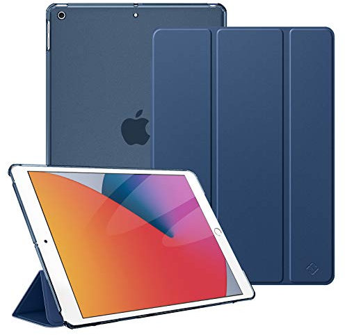 FINTIE Coque Compatible avec iPad 10.2 Pouces 9e/8e/7e Génération (2021/2020/2019) - Etui Fin Léger Housse Arrière Transparente Mate, Bleu Foncé